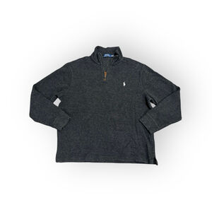 Vintage Polo Ralph Lauren Men's 1/4 Zip Pullover Sweater Heather Black/Gray XL